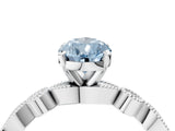 White gold Fancy Blue Pear  Milgrain Bezel Diamond Engagement Ring with Solitaire Prong Setting_152
