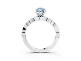 White gold Fancy Blue Pear  Milgrain Bezel Diamond Engagement Ring with Solitaire Prong Setting_153