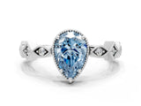 White gold Fancy Blue Pear  Milgrain Marquise Diamond Twist Band Ring_62