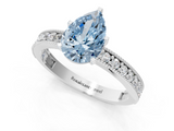 White gold Fancy Blue Pear  Milgrain Pave Diamond Engagement Ring with Four-Prong Setting_160