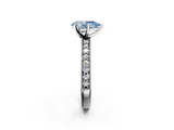 White gold Fancy Blue Pear  Milgrain Pave Diamond Engagement Ring with Four-Prong Setting_161