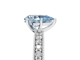 White gold Fancy Blue Pear  Milgrain Pave Diamond Engagement Ring with Four-Prong Setting_164