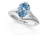 White gold Fancy Blue Pear  Solitaire Beaded Band Six-Prong Setting_1
