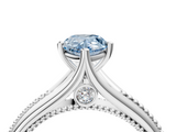 White gold Fancy Blue Pear  Solitaire Beaded Band Six-Prong Setting_4