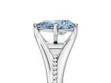 White gold Fancy Blue Pear  Solitaire Beaded Band Six-Prong Setting_5