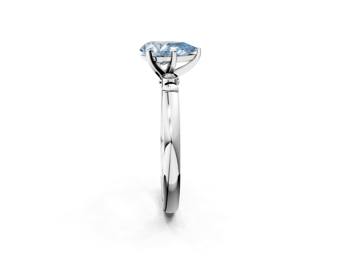 White gold Fancy Blue Pear  Solitaire Beaded Band with Four-Prong Setting_26