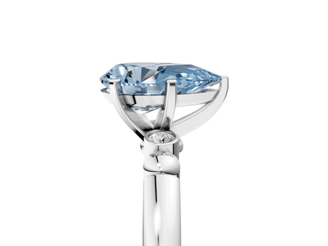 White gold Fancy Blue Pear  Solitaire Beaded Band with Four-Prong Setting_29