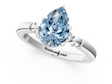 White gold Fancy Blue Pear  Solitaire Beaded Band with Four-Prong Setting_82
