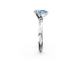 White gold Fancy Blue Pear  Solitaire Beaded Band with Four-Prong Setting_83