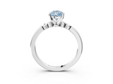 White gold Fancy Blue Pear  Solitaire Beaded Band with Four-Prong Setting_83