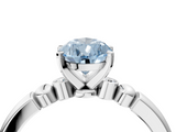 White gold Fancy Blue Pear  Solitaire Beaded Band with Four-Prong Setting_84