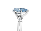White gold Fancy Blue Pear  Solitaire Beaded Band with Four-Prong Setting_86