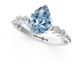White gold Fancy Blue Pear  Solitaire Bezel Accent Diamond Engagement Ring with Beaded Band and Four-Prong Setting_56