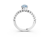 White gold Fancy Blue Pear  Solitaire Bezel Accent Diamond Engagement Ring with Beaded Band and Four-Prong Setting_58
