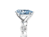 White gold Fancy Blue Pear  Solitaire Bezel-Set Diamond Ring with Beaded Band and Four-Prong Setting_37