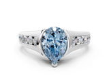 White gold Fancy Blue Pear  Solitaire Bezel-Set Diamond Ring with Channel-Set Band_37