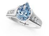 White gold Fancy Blue Pear  Solitaire Bezel-Set Diamond Ring with Channel-Set Band_38