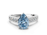 White gold Fancy Blue Pear  Solitaire Channel-Set Diamond Engagement Ring with Four-Prong Setting_32