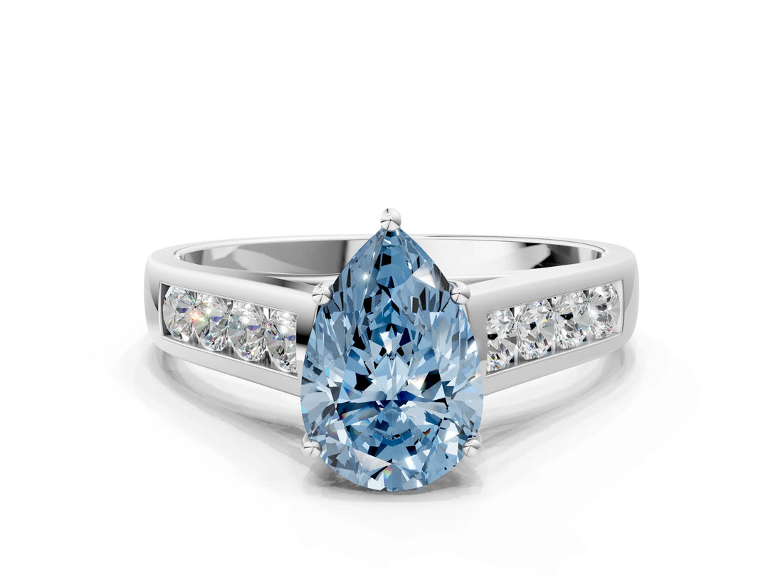 White gold Fancy Blue Pear  Solitaire Channel-Set Diamond Engagement Ring with Four-Prong Setting_33
