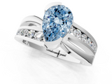 White gold Fancy Blue Pear  Solitaire Channel-Set Split Shank Ring with Tension Prong Setting_4