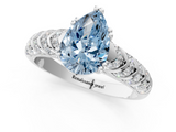 White gold Fancy Blue Pear  Solitaire Chevron Pave Diamond Engagement Ring with Six-Prong Setting_4