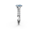 White gold Fancy Blue Pear  Solitaire Chevron Pave Diamond Engagement Ring with Six-Prong Setting_5