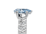 White gold Fancy Blue Pear  Solitaire Chevron Pave Diamond Engagement Ring with Six-Prong Setting_8
