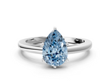 White gold Fancy Blue Pear  Solitaire Diamond Engagement Ring with Four-Prong Setting on a Classic Band_3