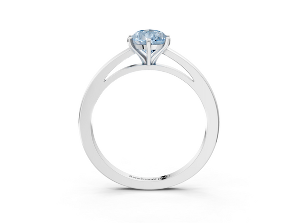 White gold Fancy Blue Pear  Solitaire Diamond Engagement Ring with Four-Prong Setting on a Classic Band