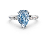 White gold Fancy Blue Pear  Solitaire Diamond Engagement Ring with Pave Band and Six-Prong Setting_20