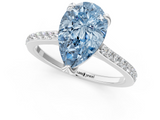 White gold Fancy Blue Pear  Solitaire Diamond Engagement Ring with Pave Band and Six-Prong Setting_21