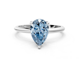 White gold Fancy Blue Pear  Solitaire Diamond Ring with 4-Prong Setting on a Classic Band_3