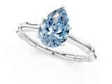 White gold Fancy Blue Pear  Solitaire Diamond Ring with Bamboo Band and Four-Prong Setting_47
