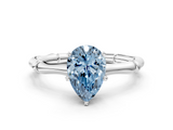 White gold Fancy Blue Pear  Solitaire Diamond Ring with Bamboo Band and Four-Prong Setting_50