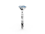 White gold Fancy Blue Pear  Solitaire Diamond Ring with Bamboo Band and Four-Prong Setting_52
