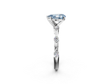 White gold Fancy Blue Pear  Solitaire Diamond Ring with Bezel Set Side Stones and Prong Setting_5