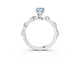 White gold Fancy Blue Pear  Solitaire Diamond Ring with Bezel Set Side Stones and Prong Setting_6