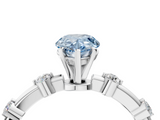 White gold Fancy Blue Pear  Solitaire Diamond Ring with Bezel Set Side Stones and Prong Setting_7