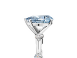 White gold Fancy Blue Pear  Solitaire Diamond Ring with Bezel Set Side Stones and Prong Setting_8