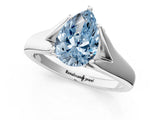 White gold Fancy Blue Pear  Solitaire Diamond Ring with Cathedral Band and Four-Prong Setting_67