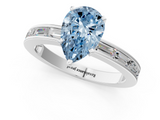 White gold Fancy Blue Pear  Solitaire Diamond Ring with Channel-Set Baguette Band and Four-Prong Setting_80