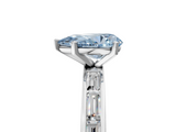 White gold Fancy Blue Pear  Solitaire Diamond Ring with Channel-Set Baguette Band and Four-Prong Setting_90