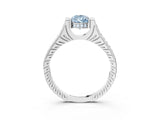White gold Fancy Blue Pear  Solitaire Diamond Ring with Channel Set Band and Bezel Prong Setting_59