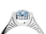 White gold Fancy Blue Pear  Solitaire Diamond Ring with Channel Set Band and Bezel Prong Setting_60