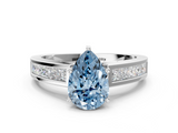 White gold Fancy Blue Pear  Solitaire Diamond Ring with Channel-Set Band and Four-Prong Setting_3