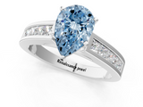 White gold Fancy Blue Pear  Solitaire Diamond Ring with Channel-Set Band and Four-Prong Setting_4