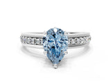 White gold Fancy Blue Pear  Solitaire Diamond Ring with Channel Set Band and Six-Prong Setting_68