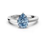 White gold Fancy Blue Pear  Solitaire Diamond Ring with Four-Prong Setting and Classic Band_3