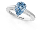 White gold Fancy Blue Pear  Solitaire Diamond Ring with Four-Prong Setting and Classic Band_4