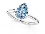 White gold Fancy Blue Pear  Solitaire Diamond Ring with Four-Prong Setting on a Plain Band_33